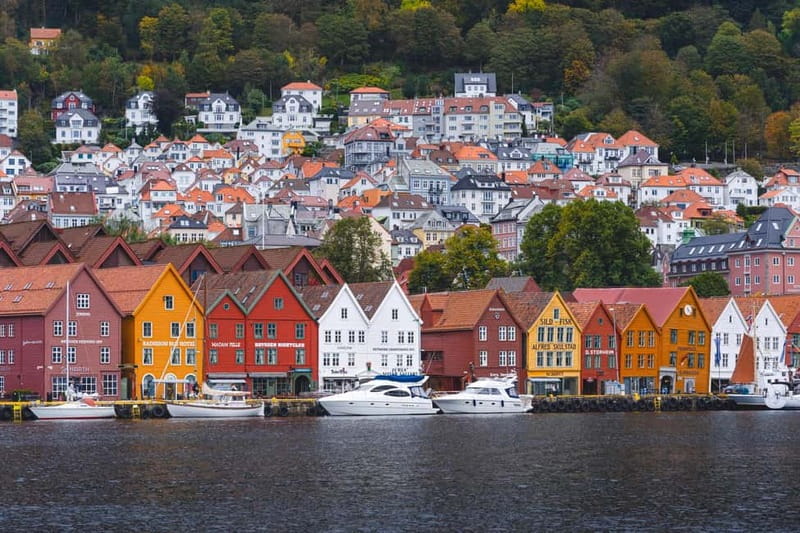 Bergen: Flam Railway, Stegastein and Fjord Cruise Day Tour - Flåm harbor, wooden houses, and lunch
