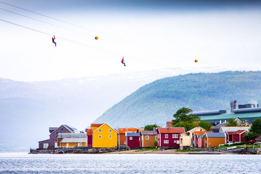 Feel the adrenaline in Mosjøen Zipline - Leaving the 70-metre platform