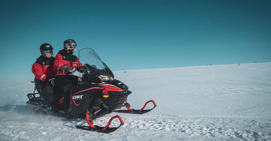 From Alta: Daytime Snowmobile Adventure - Following the old postal road toward Beskades