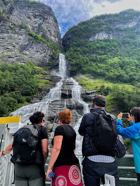 Geiranger Fjord Boat Tour with Waterfall Tasting - Finding the white catamaran at Geiranger