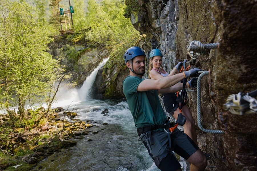 Geiranger: Zipline Park Experience - Crossing above Dynamite Waterfall