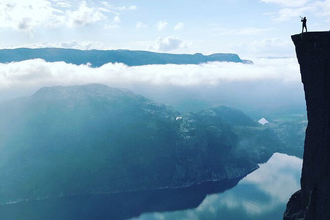 Guided sunrise hike to Pulpit Rock Preikestolen - The first glimpse of Lysefjord
