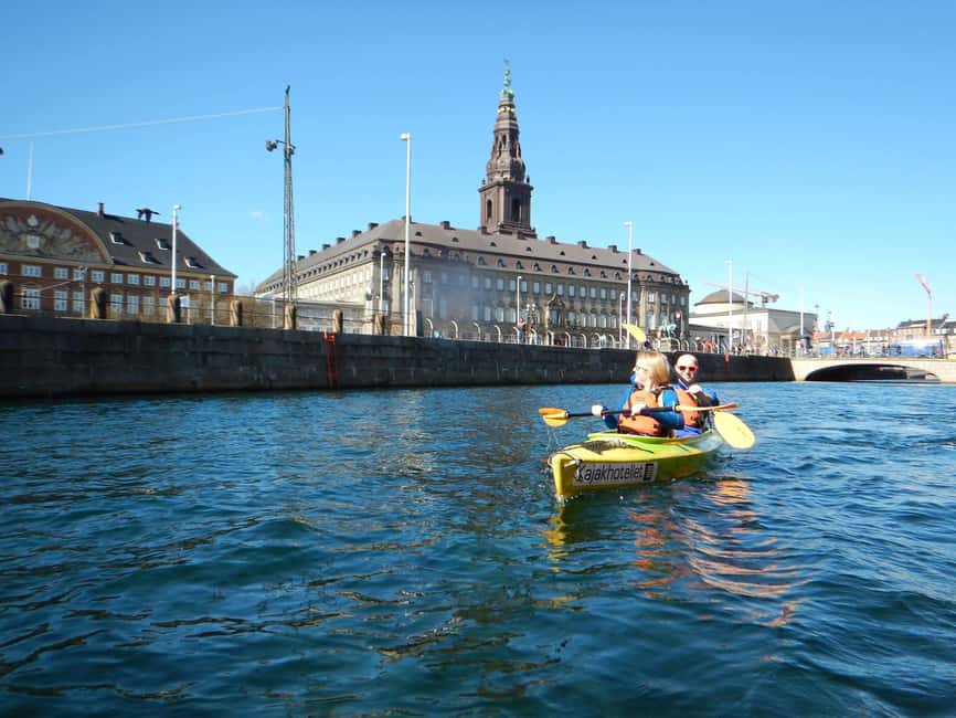 Kayak Tour in Copenhagen Harbor - June, July and August - Gammel Strand and Christiansborg from the water
