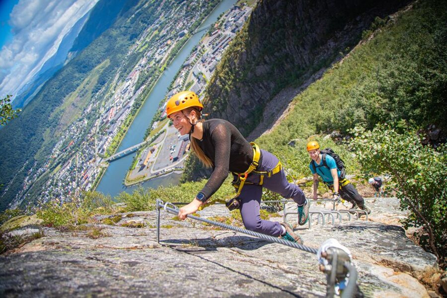 Mountain-climbing adventure in Mosjøen Via Ferrata - The views toward Mosjøen and Vefsn Fjord
