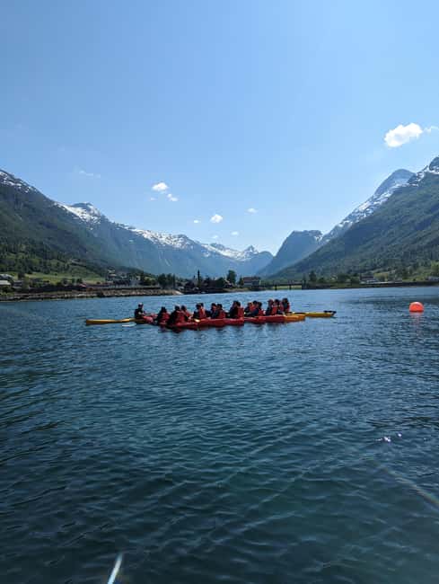 Olden: Guided beginner friendly fjord kayaking.Local company - Meeting the Guide Beside the Cruise Terminal