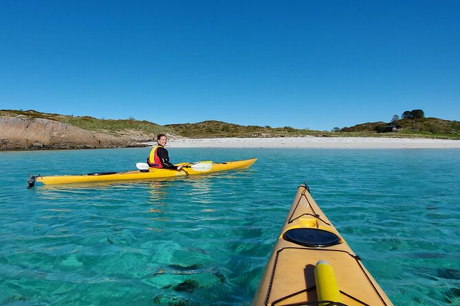 Sea Kayak Guided Tours on Skrova Island - Paddling past beaches and the Skrova lighthouse