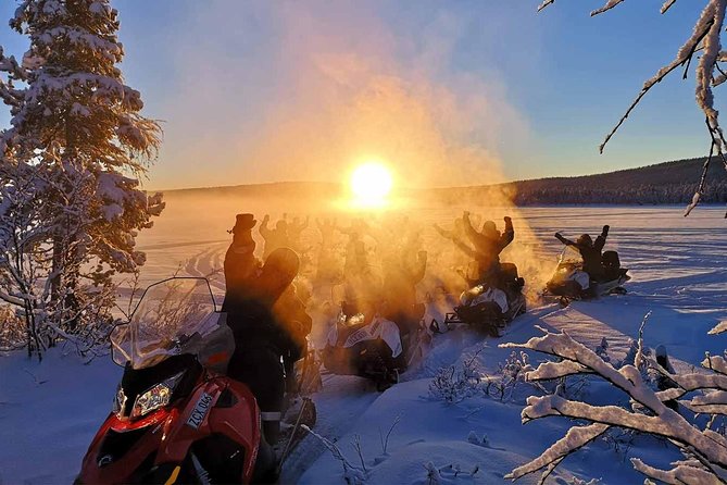 Snowmobile Arctic Adventure - Riding beside the Torne River and across frozen lakes