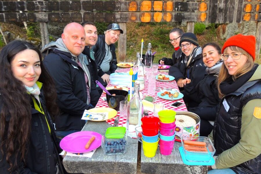 Stockholm: Evening Wildlife Safari with Midsummer Meal - The midsummer meal in an outdoor camp