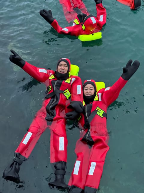 Tromsø: Arctic Fjord Floating in Survival Suit - The 20-minute safety briefing matters