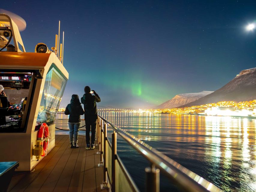 Tromsø: Aurora Dinner Cruise by Hybrid-Electric Catamaran - Dessert, open deck, and the aurora watch