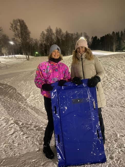 Tromsø: Snow Sledding, Mini Skiing, Lasso and Reindeer Hides - Toboggan runs that feel like play