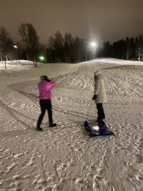 Tromsø: Snow Sledding, Mini Skiing, Lasso and Reindeer Hides - Reindeer hides, hot drinks, and the fire