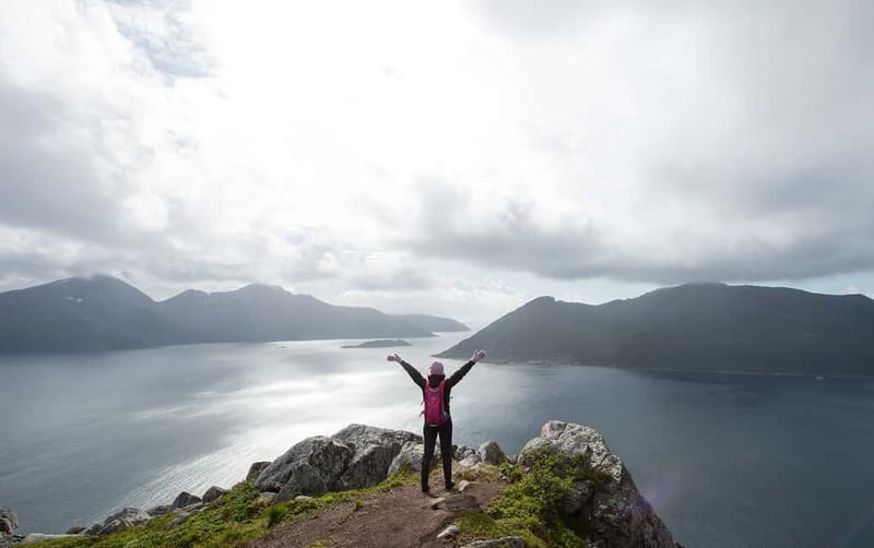 Tromsø: Summer Day Hike in the wilderness - The summit view over fjords and valleys