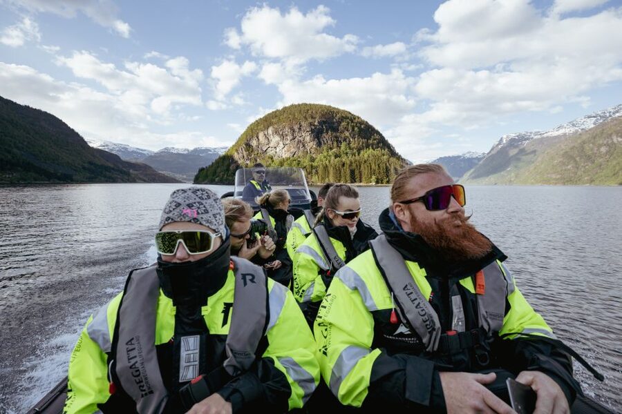 Ulvik: Hardangerfjord Ultimate RIB Tour - Crossing Hardangerfjord toward the bridge